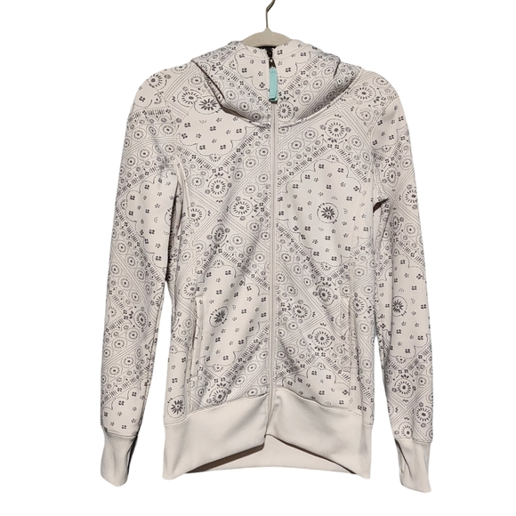 Tops - BILLABONG Walk Me Down Hoodie Women's Medium White Bandana Print Full Zip Skater